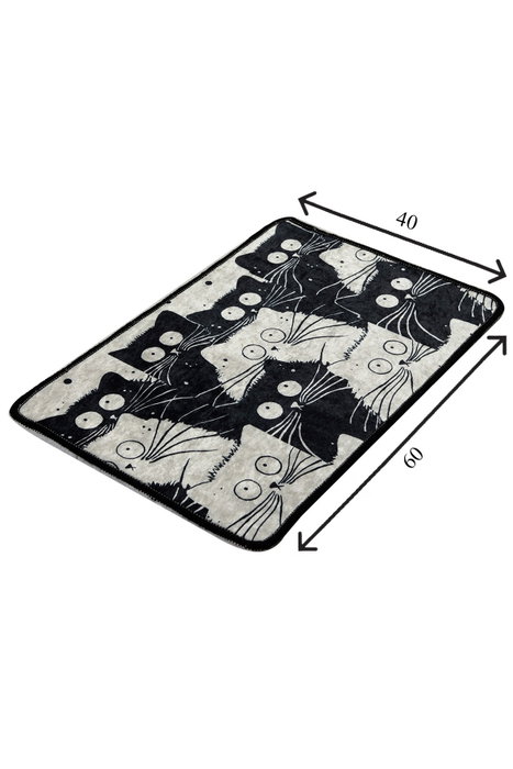 Mijölnir White Cats Djt Alfombrilla de Baño 100% Poliéster Antideslizante Antialérgica Lavable a Máquina 40x60 cm